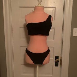 Zaful one-shoulder black bikini